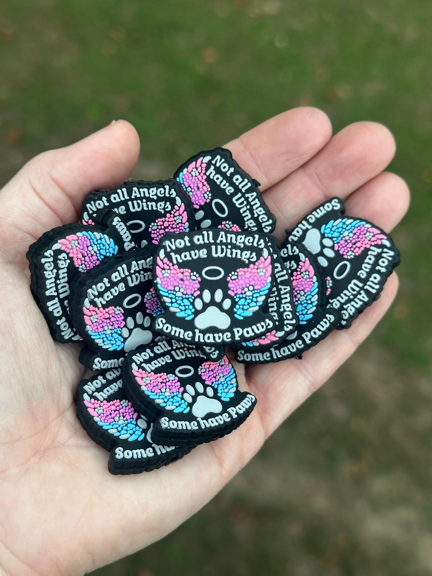 Dog Paw Angel Wings Silicone Focal Bead