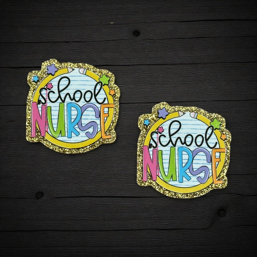 School Nurse Glitter Acrylic Flatback