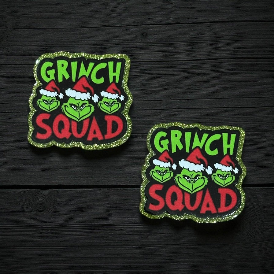 Christmas Grinch Squad Glitter Acrylic Flatback