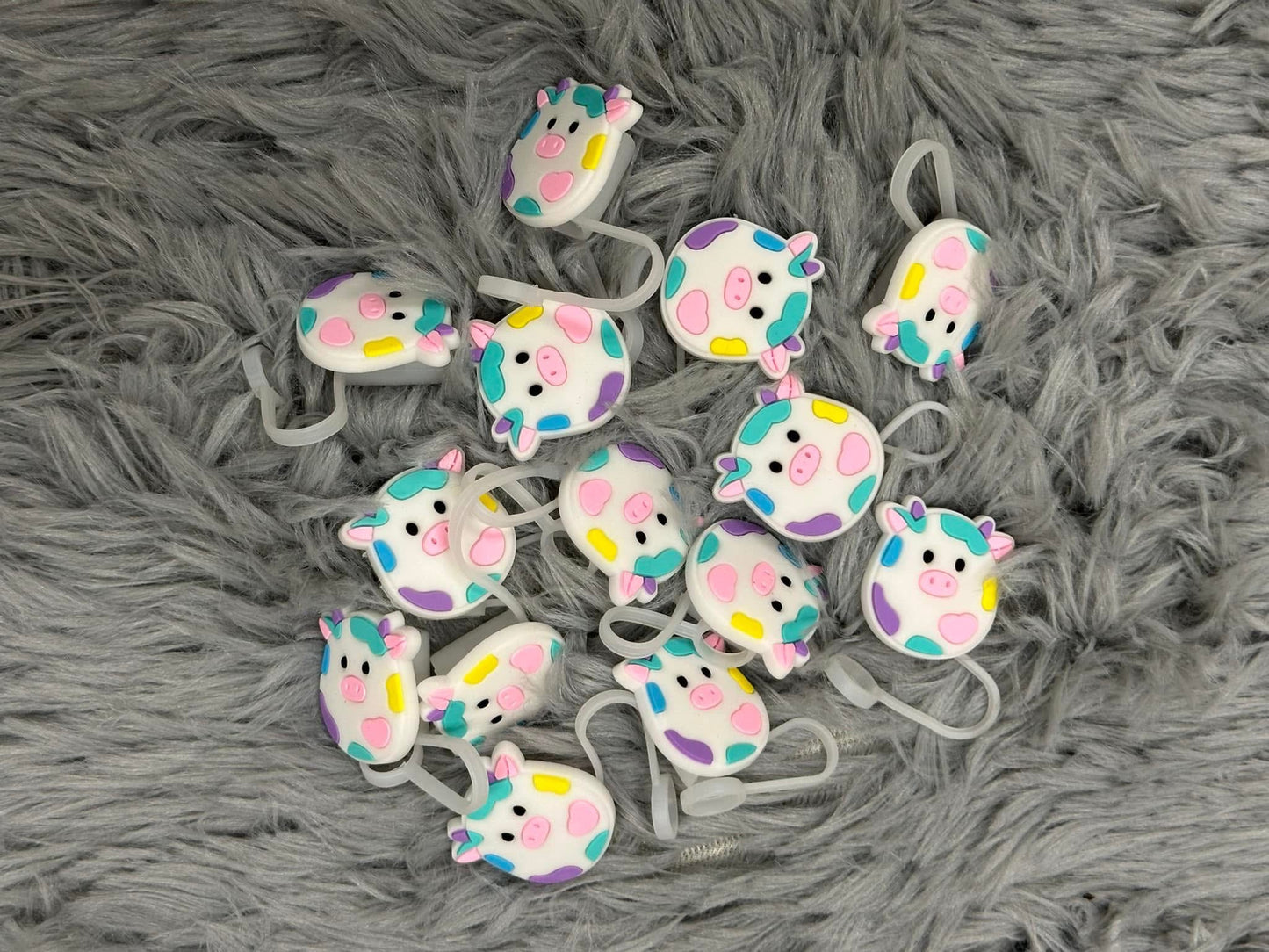 Squishmallows Cow Straw Toppers