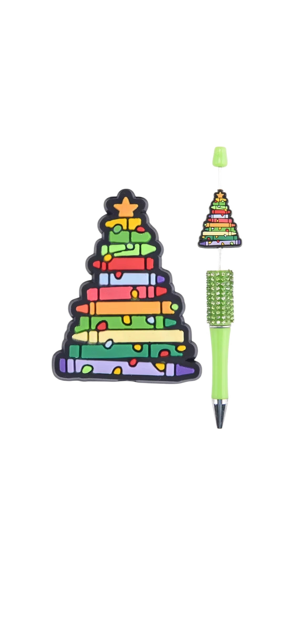 Christmas Tree Crayon Teacher School PVC Focal Bead