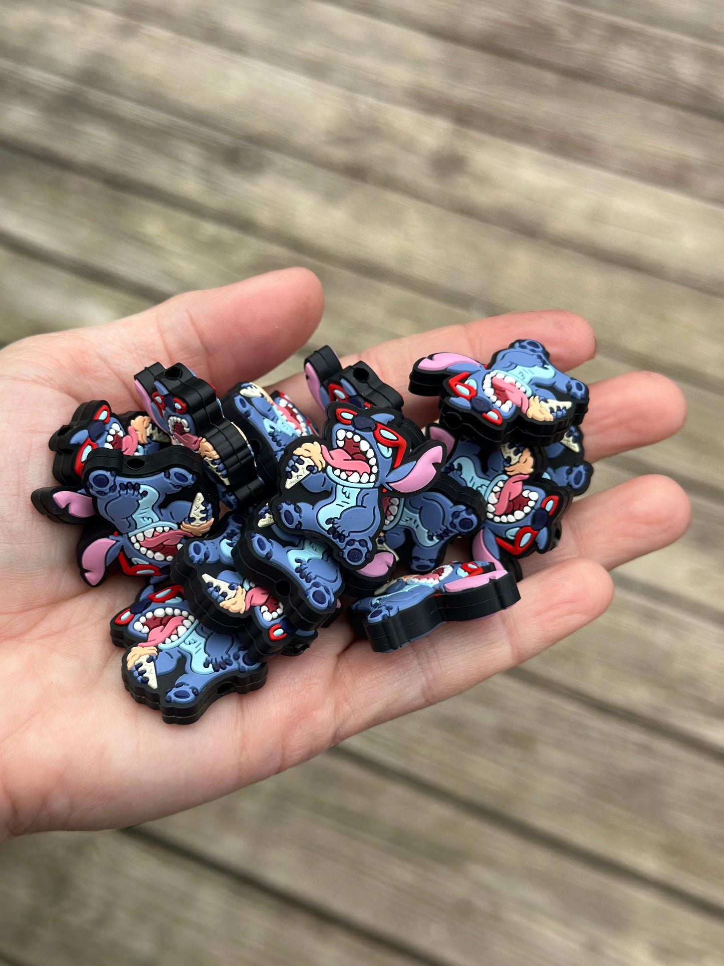 Blue Alien Silicone Focal Bead