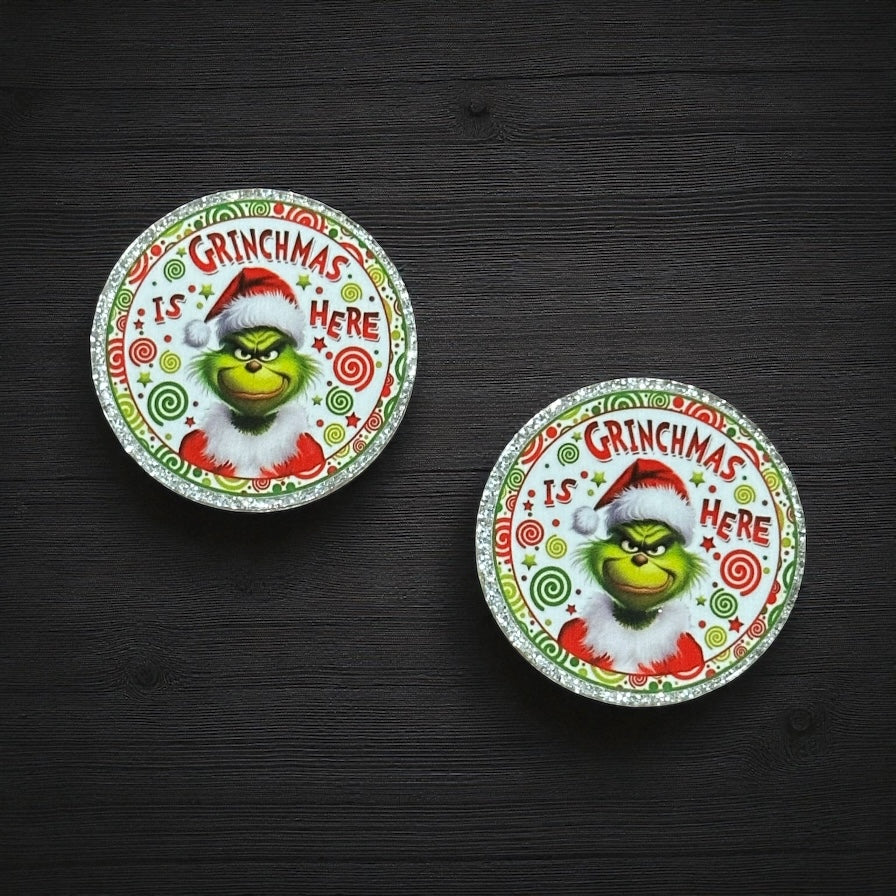 Christmas Grinch Glitter Acrylic Flatback