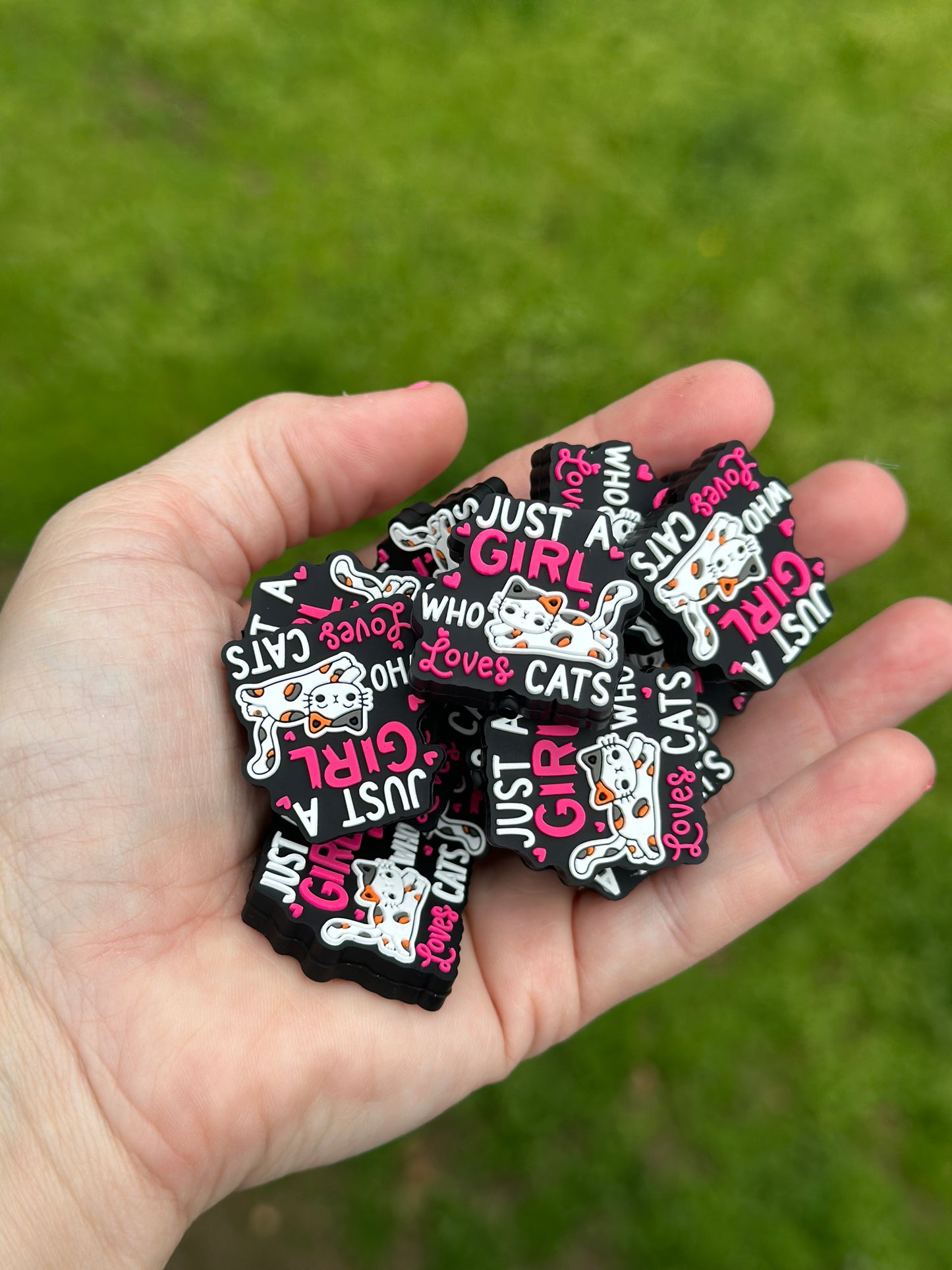 Girl Loves Cats Silicone Focal Bead