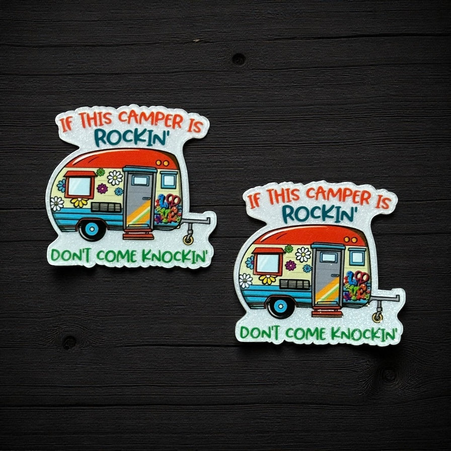 Happy Camper Camping Outdoor Glitter Acrylic Flatback