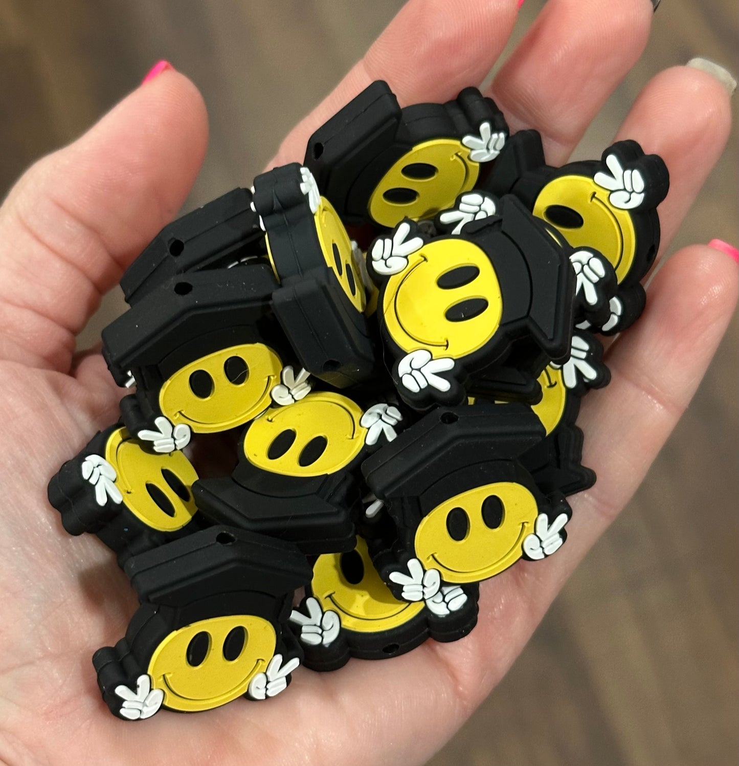 Graduation Happy Face School Senior Silicone Focal Bead