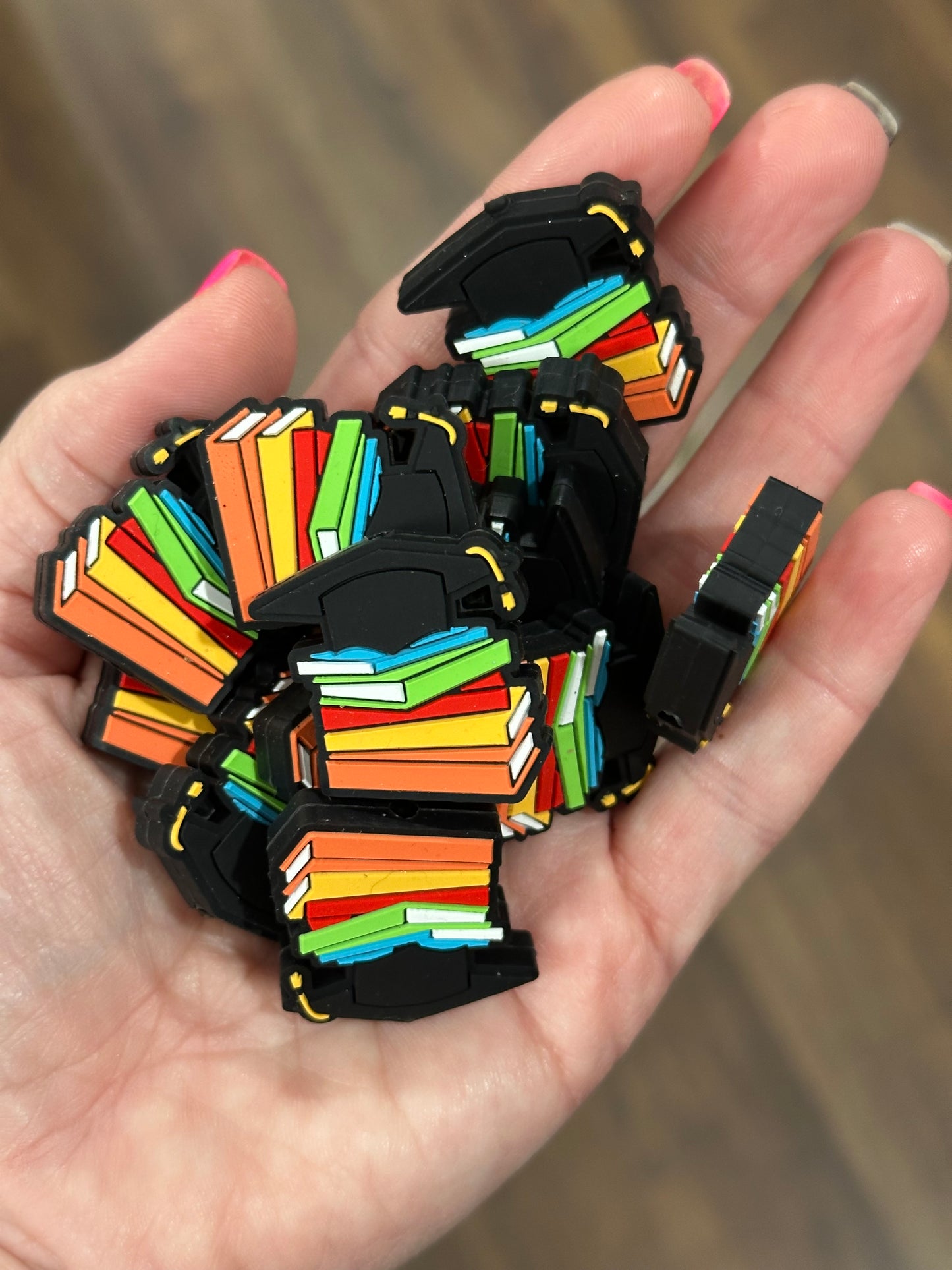 Graduation Cap Senior School Books Silicone Focal Bead
