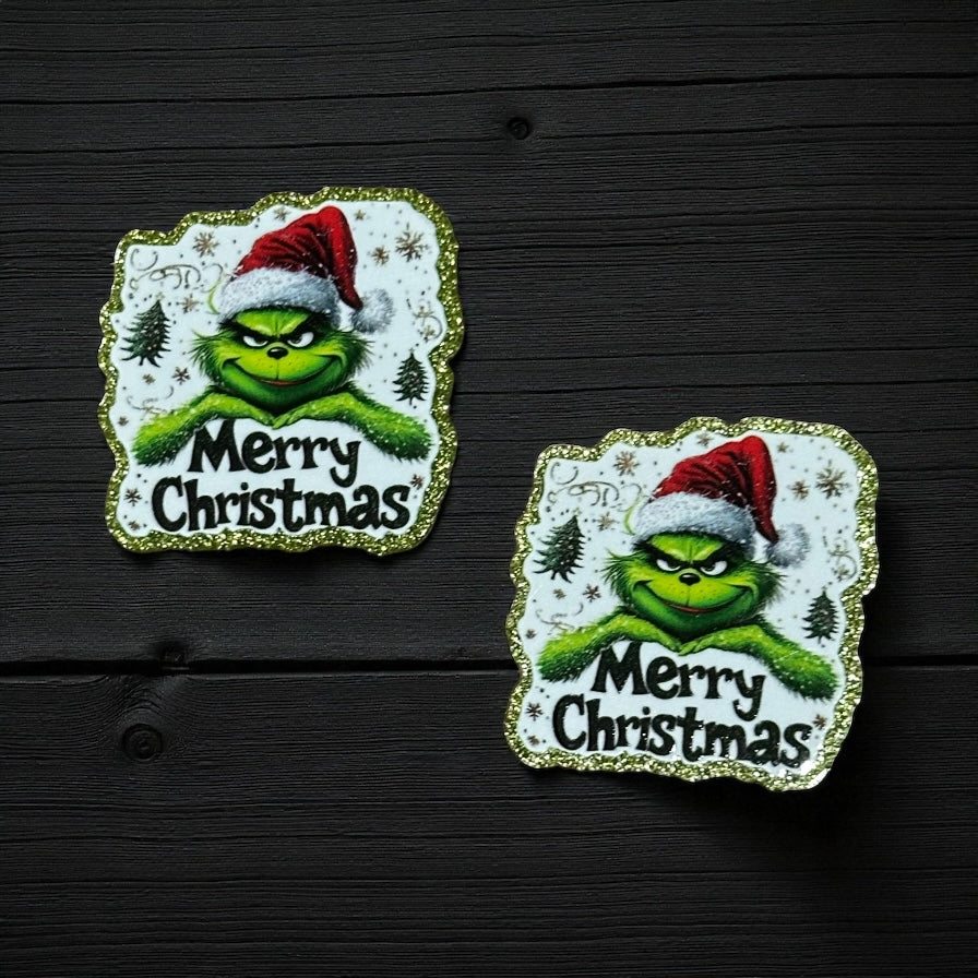 Christmas Grinch Glitter Acrylic Flatback