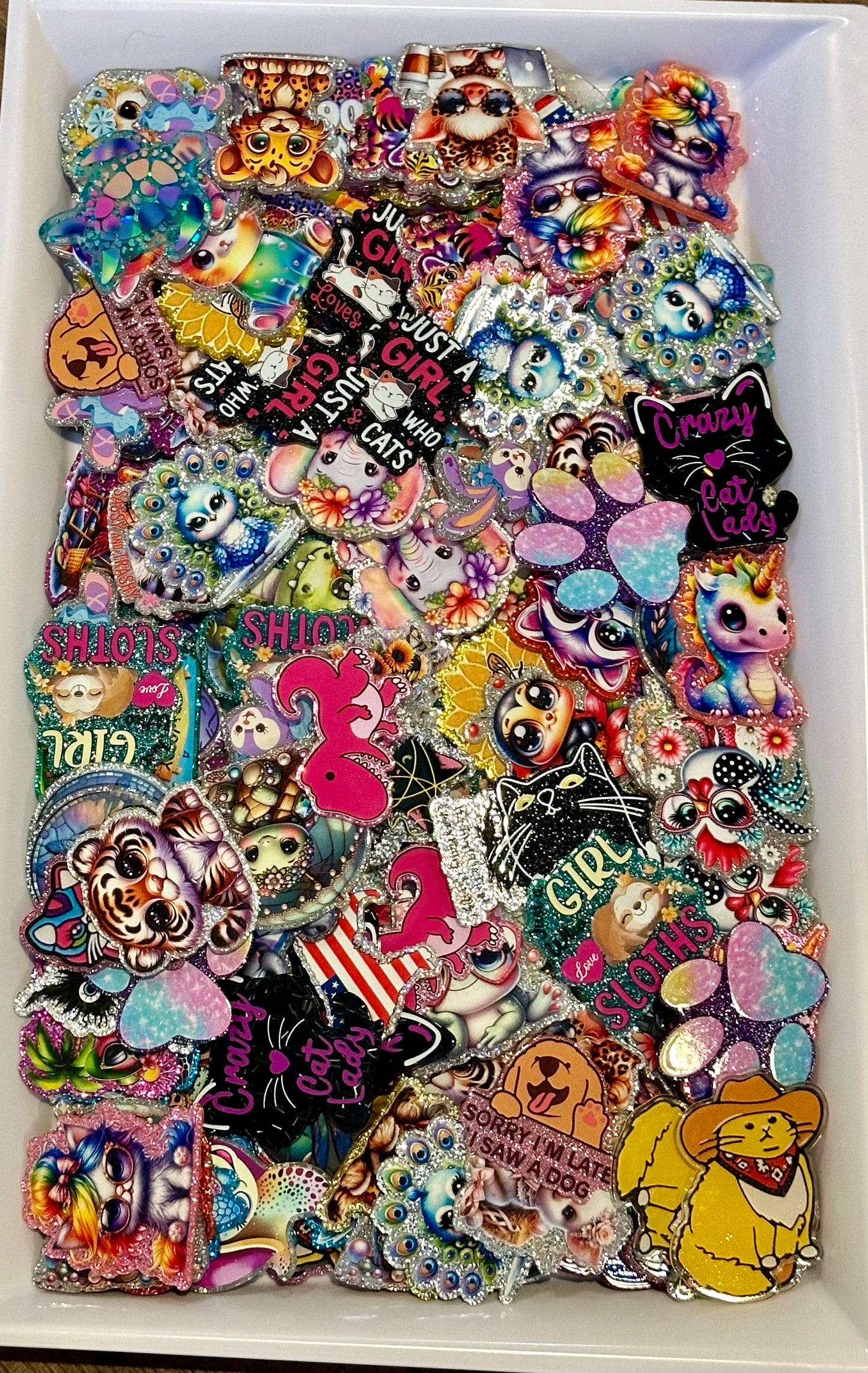 Animal Flatback Glitter Random Mix of 10