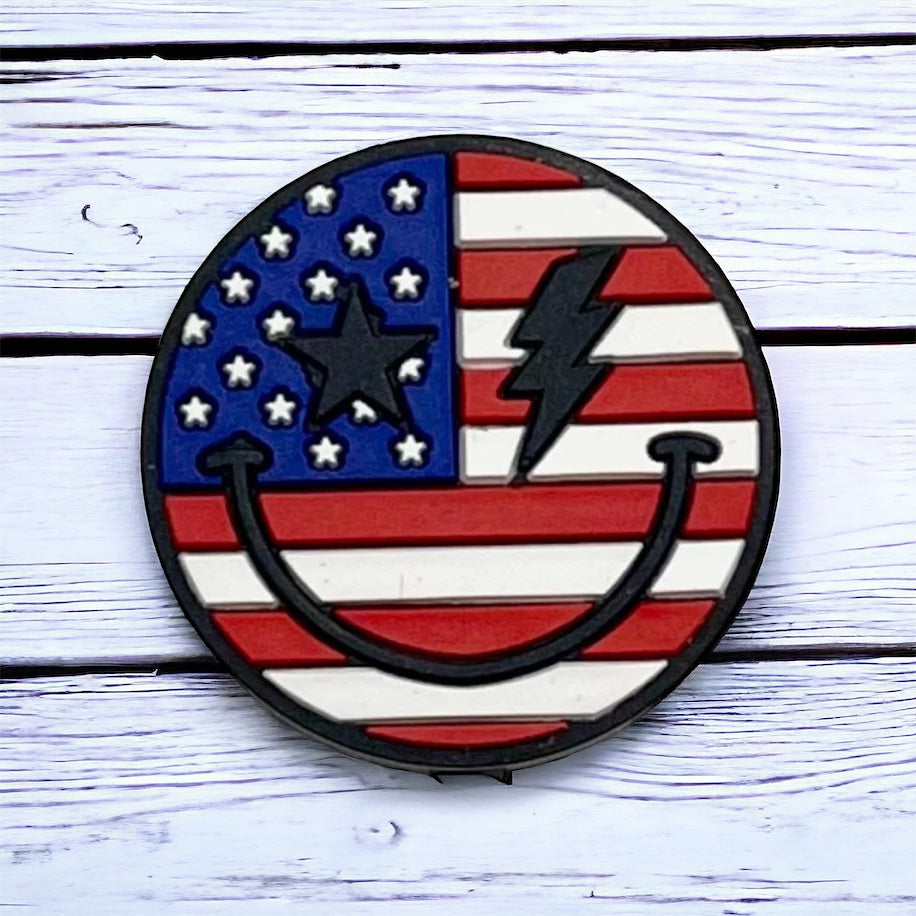 Freedom Smile Patriotic American Flag Silicone Focal Bead