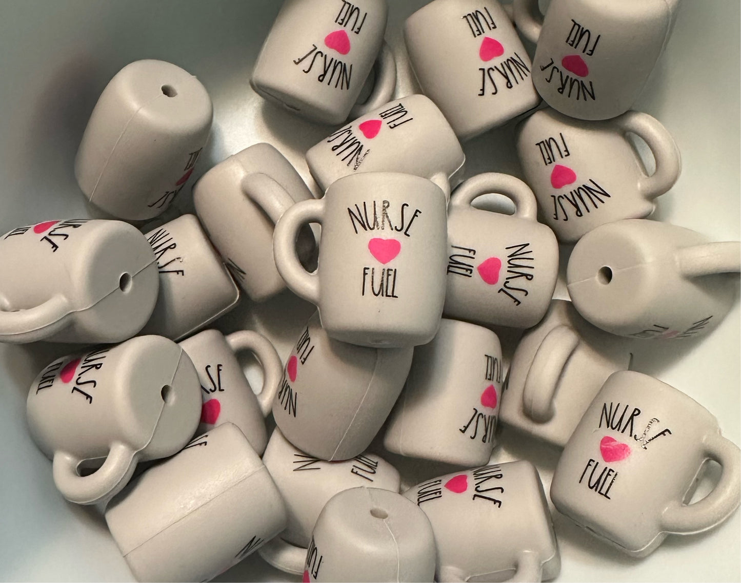 Nurse Fuel Mug Grey Silicone Focal Bead