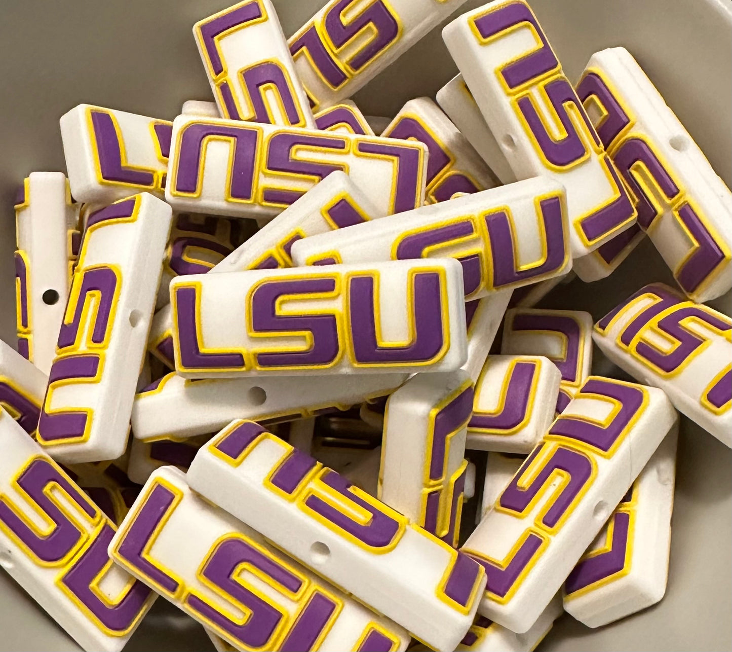 Football LSU Silicone Focal Bead