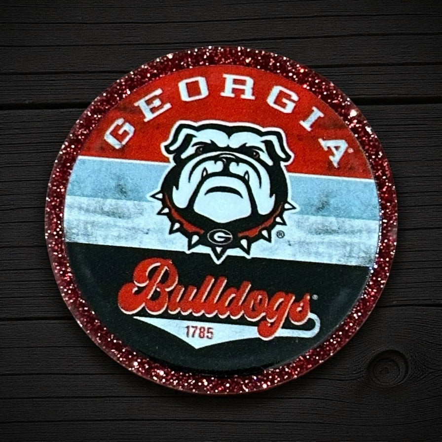 Georgia Dog Football Glitter Flatback