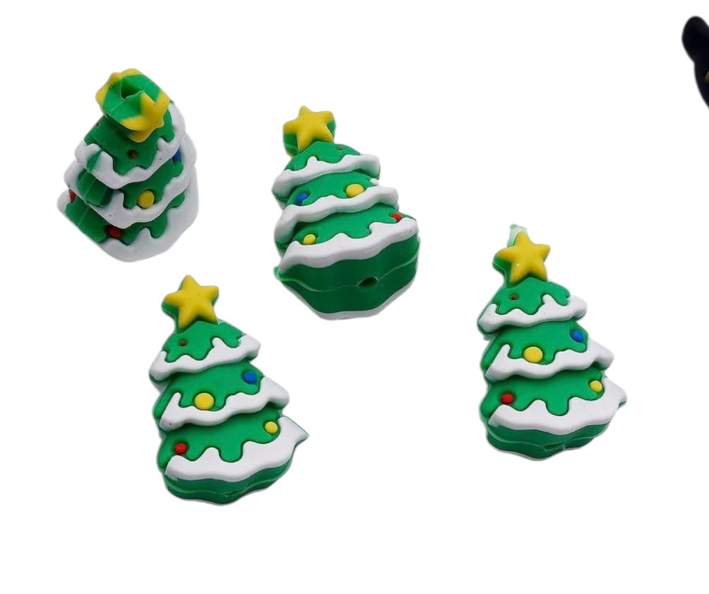 Christmas Tree 3D Silicone Focal Bead