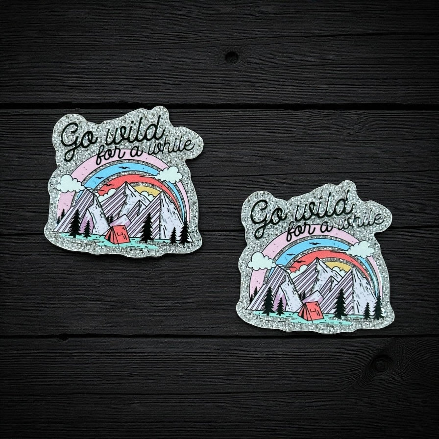 Happy Camper Camping Outdoor Glitter Acrylic Flatback