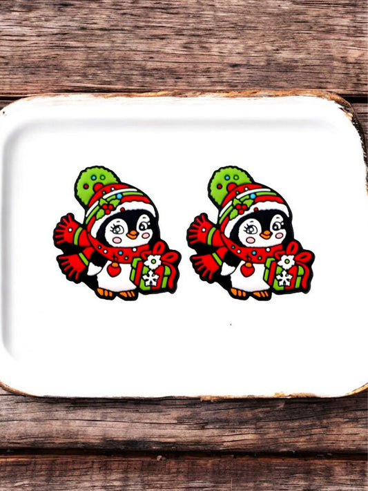 Christmas Penguin Silicone Focal Bead