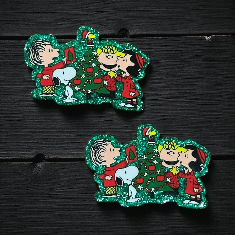 Christmas Snoopy Woodstock Glitter Acrylic Flatback