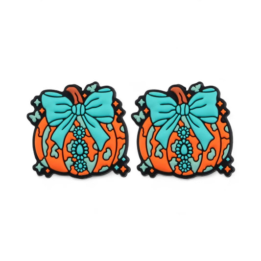 Halloween Western Turquoise Pumpkin Silicone Focal Bead