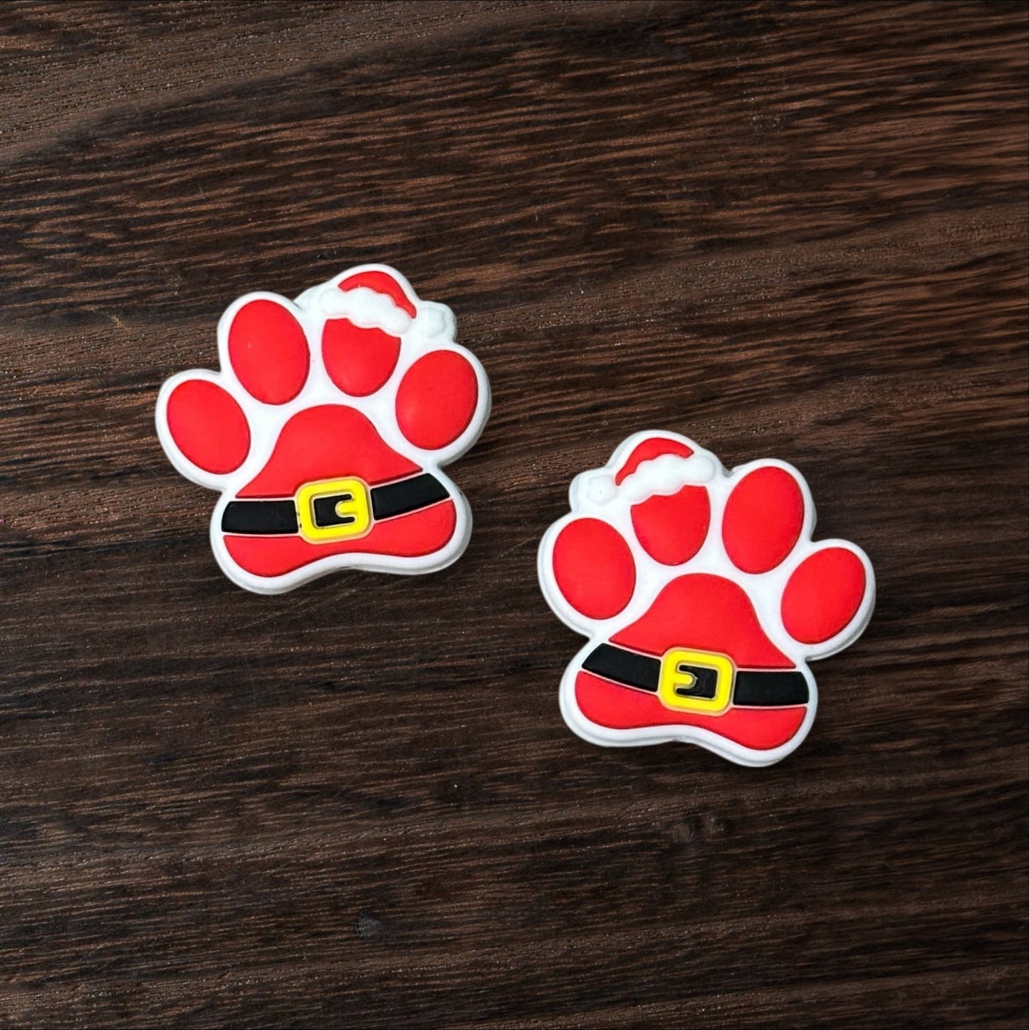 Christmas Santa Dog Paw Silicone Focal Bead