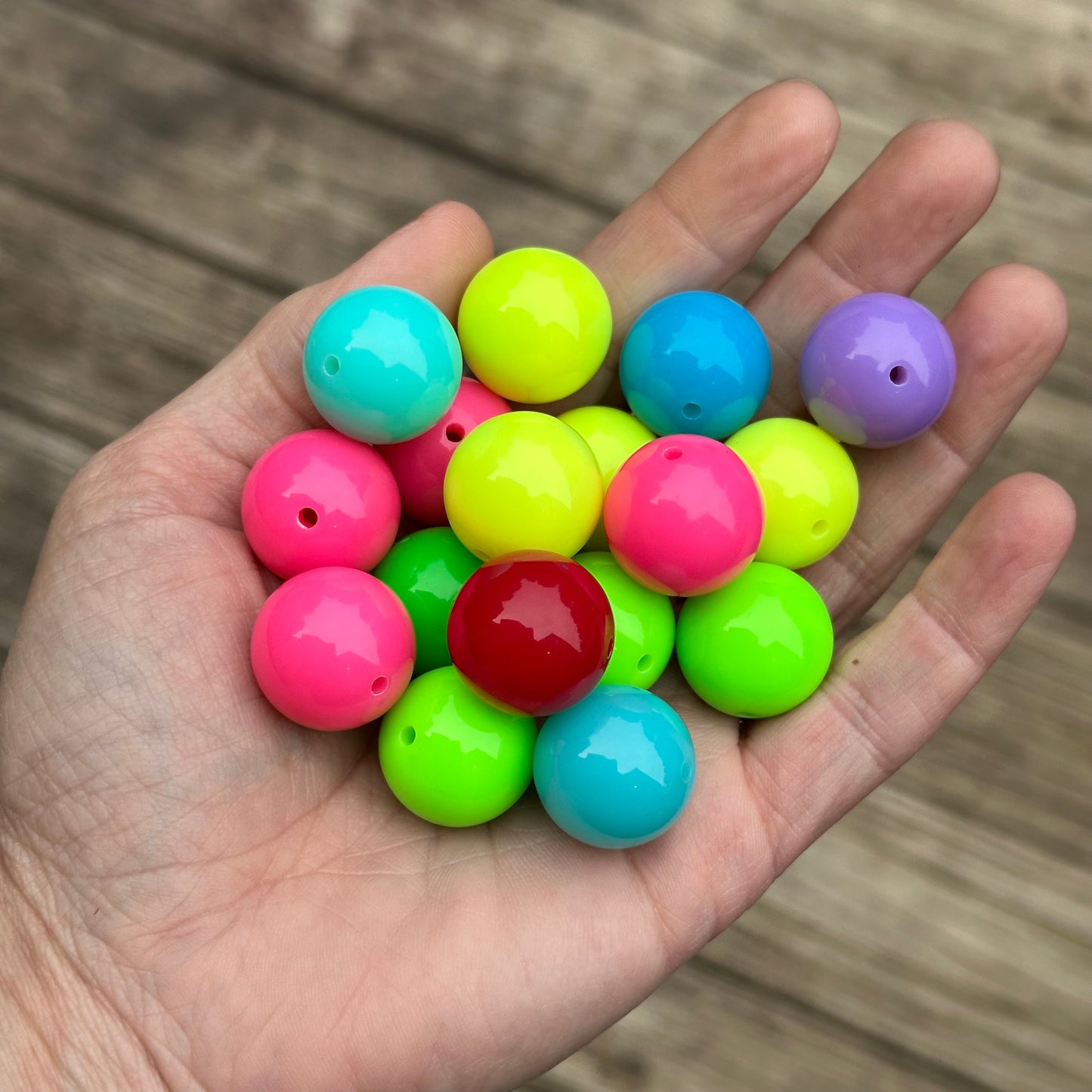 20mm Acrylic Bubblegum Neon Beads Mix