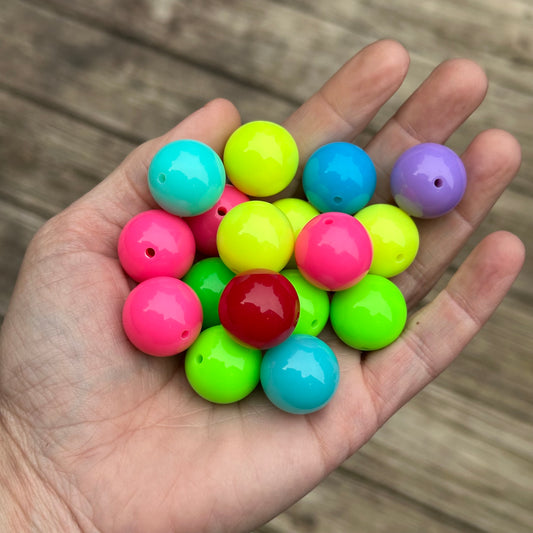 20mm Acrylic Bubblegum Neon Beads Mix