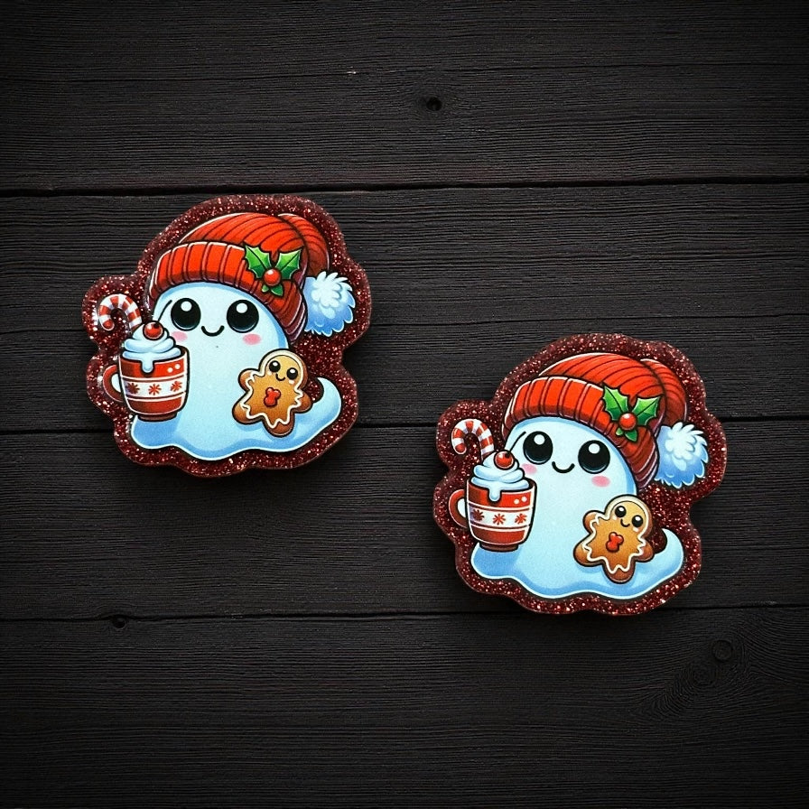 Christmas Ghost Glitter Acrylic Flatback