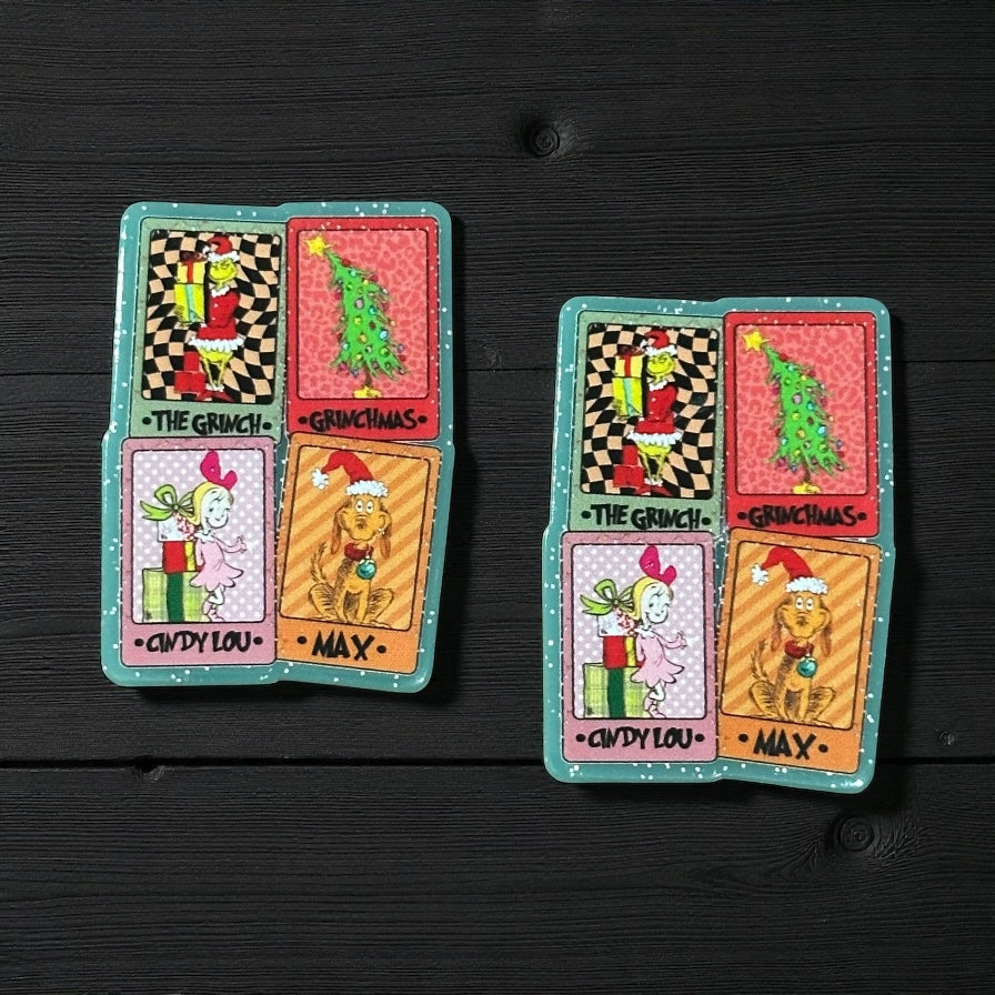 Christmas Grinch Glitter Acrylic Flatback