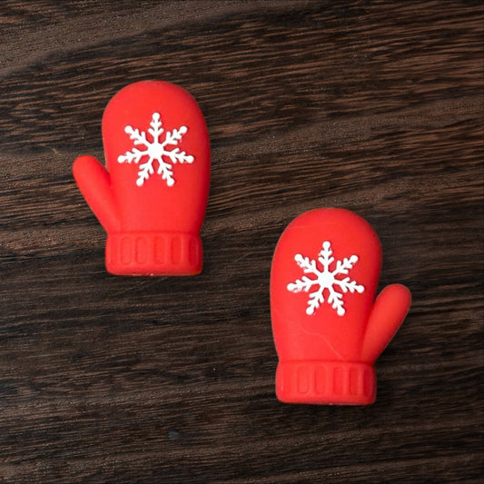 Christmas Mittens Silicone Focal Bead