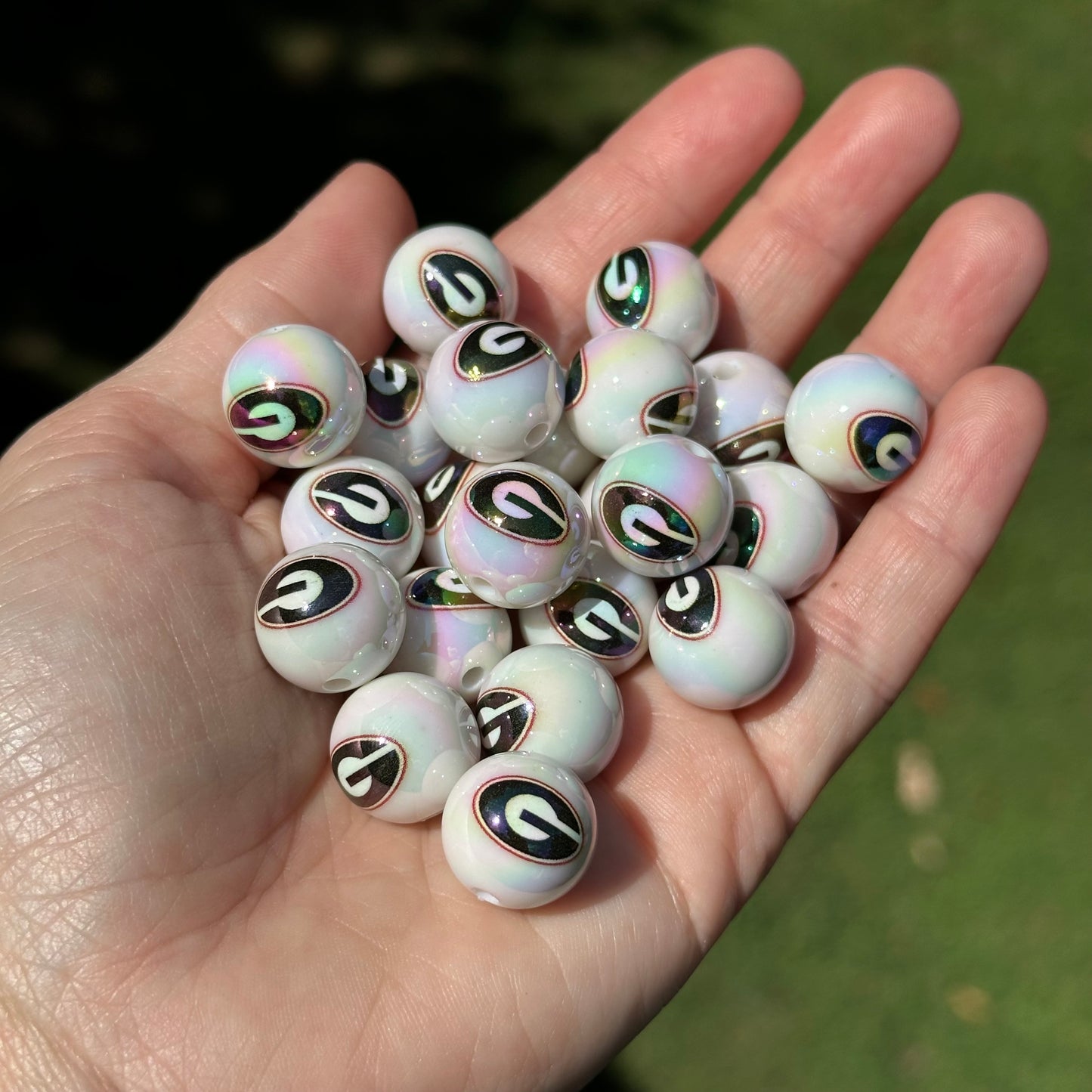 College Football 16mm Acrylic Beads