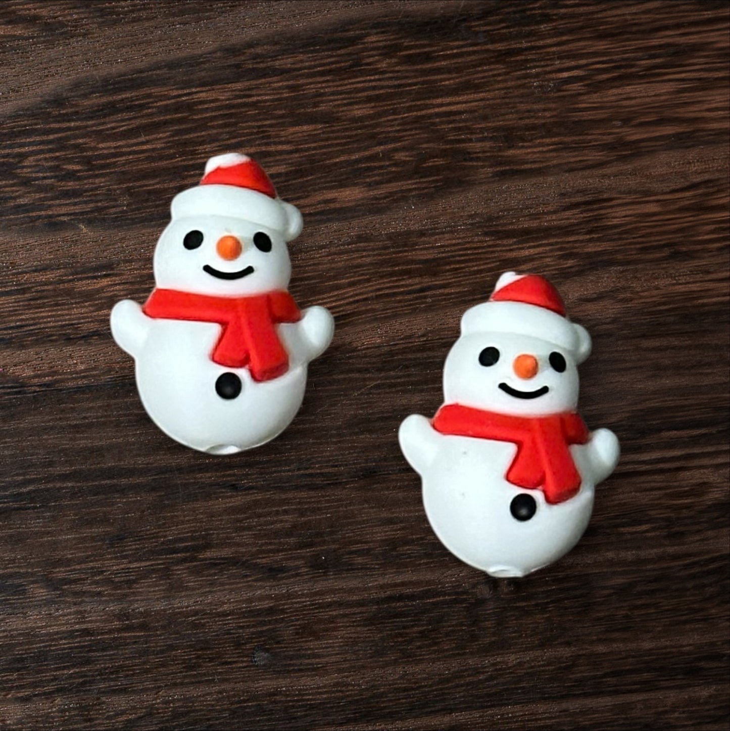 Christmas Snowman 3D Silicone Focal Bead