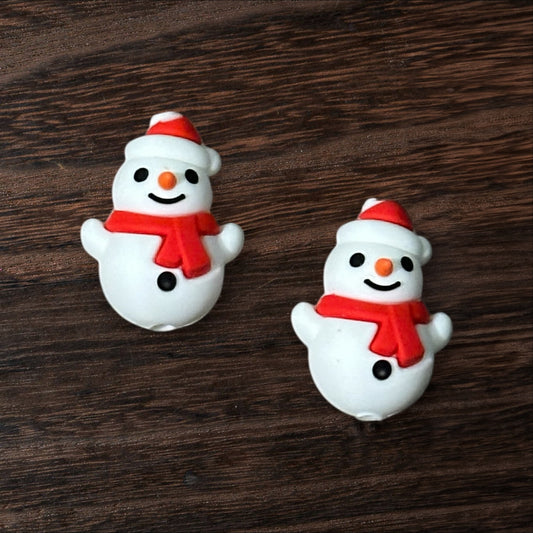 Christmas Snowman 3D Silicone Focal Bead
