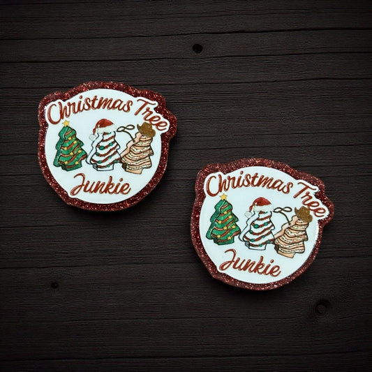 Christmas Tree Junkie Cake Glitter Acrylic Flatback