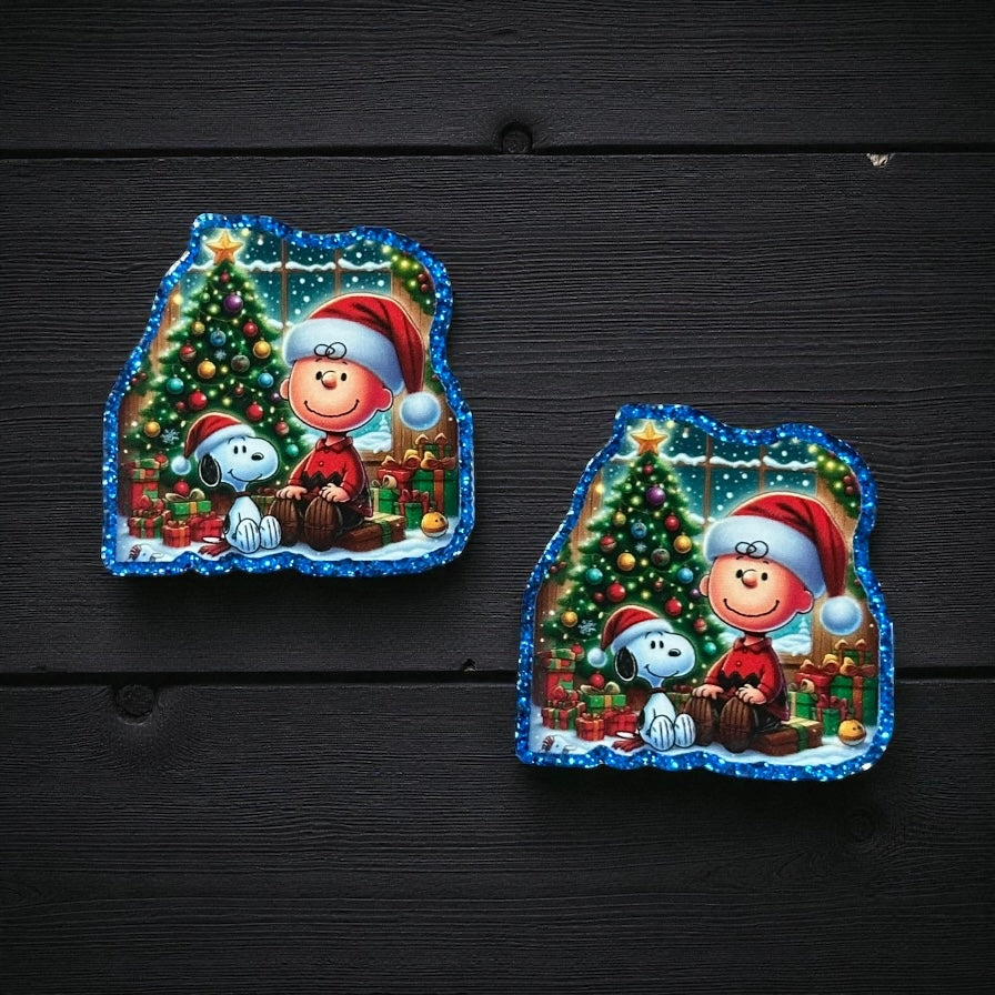 Christmas Snoopy Woodstock Glitter Acrylic Flatback