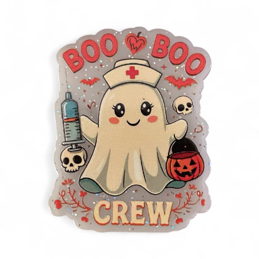 Halloween Boo Boo Crew Glitter Flatback