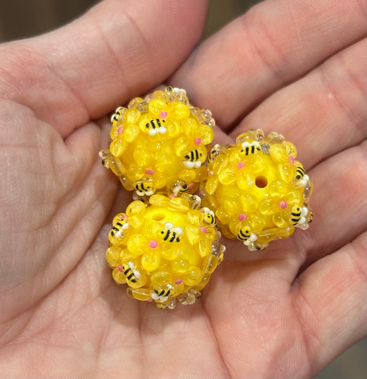 20mm Acrylic Rhinestone Bee Beads