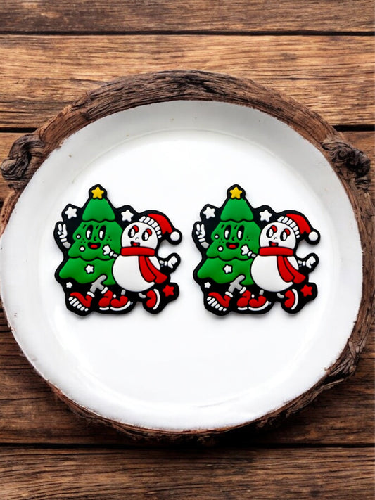 Christmas Tree & Snowman Silicone Focal Bead