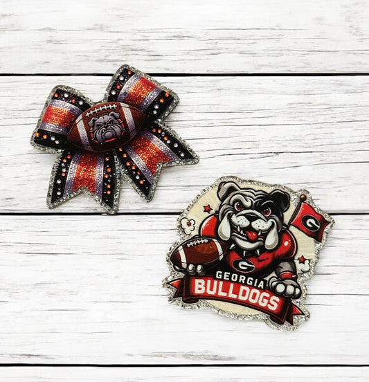 Georgia Dog Football Glitter Flatback