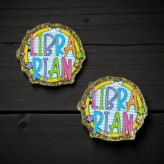 Librarian School Glitter Acrylic Flatback