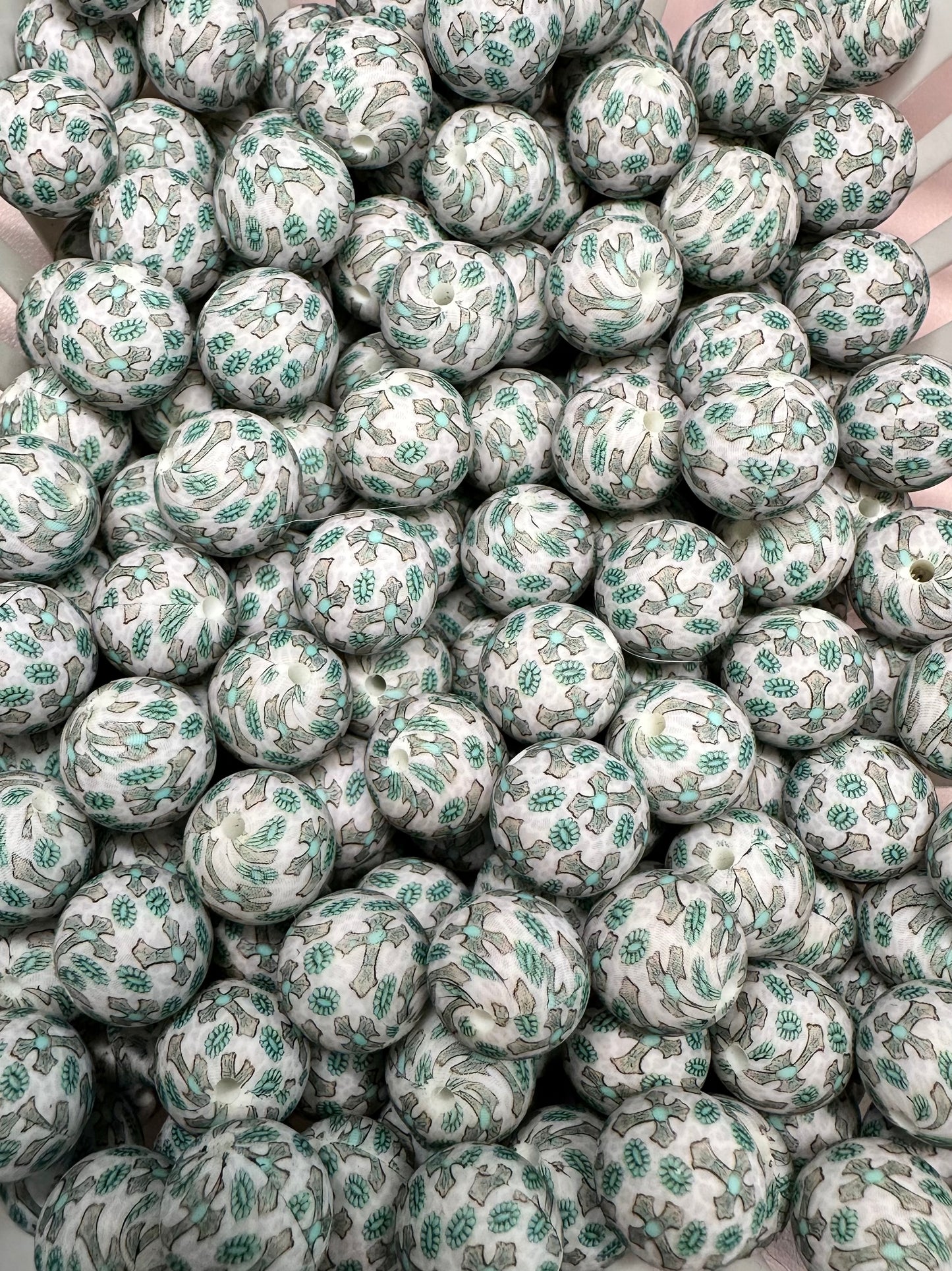 15mm Printed Silicone Beads