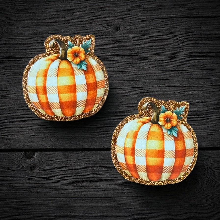 Pumpkin Fall Halloween Glitter Acrylic Flatback