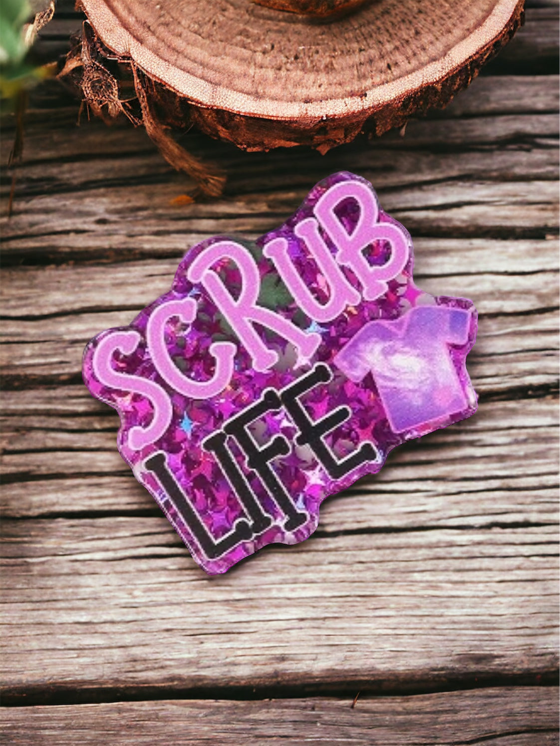 Scrub Life Acrylic Flatback Glitter