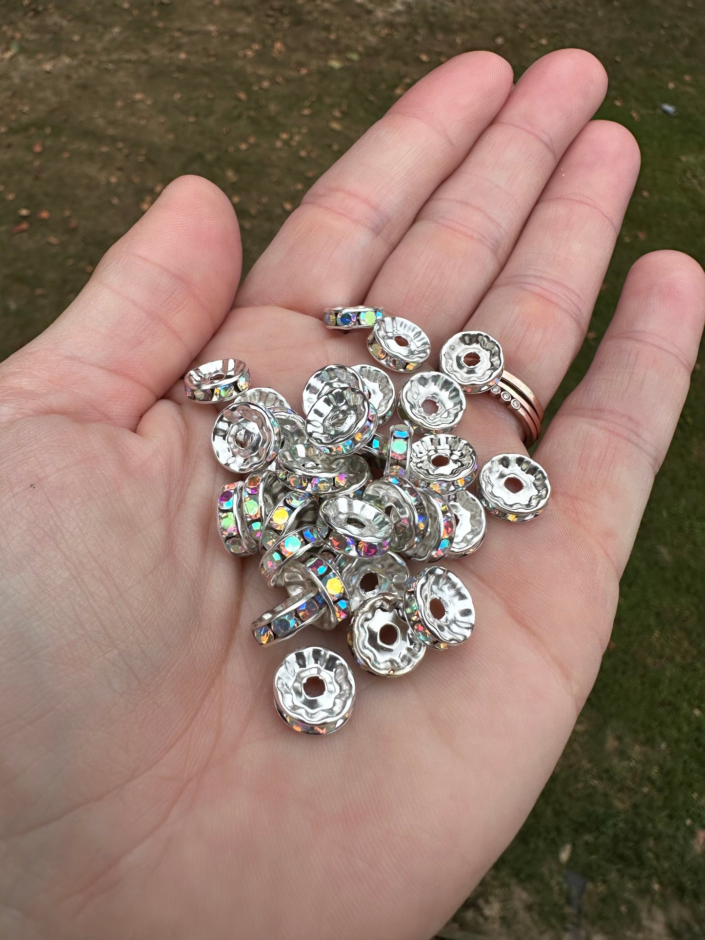 Spacers Rhinestone 10mm AB Set of 10 Count