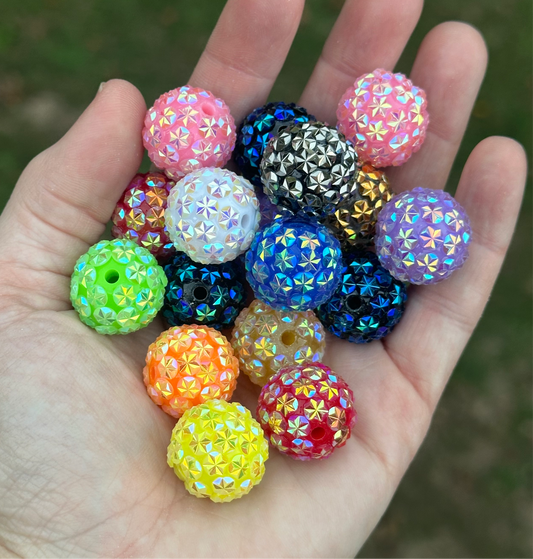 20mm Fancy Rhinestone Acrylic Beads Mix of 10