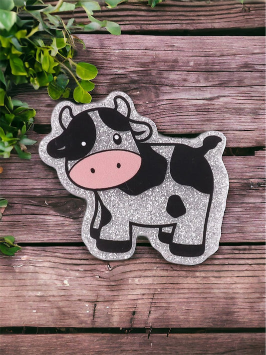 Cow Acrylic Flatback Glitter