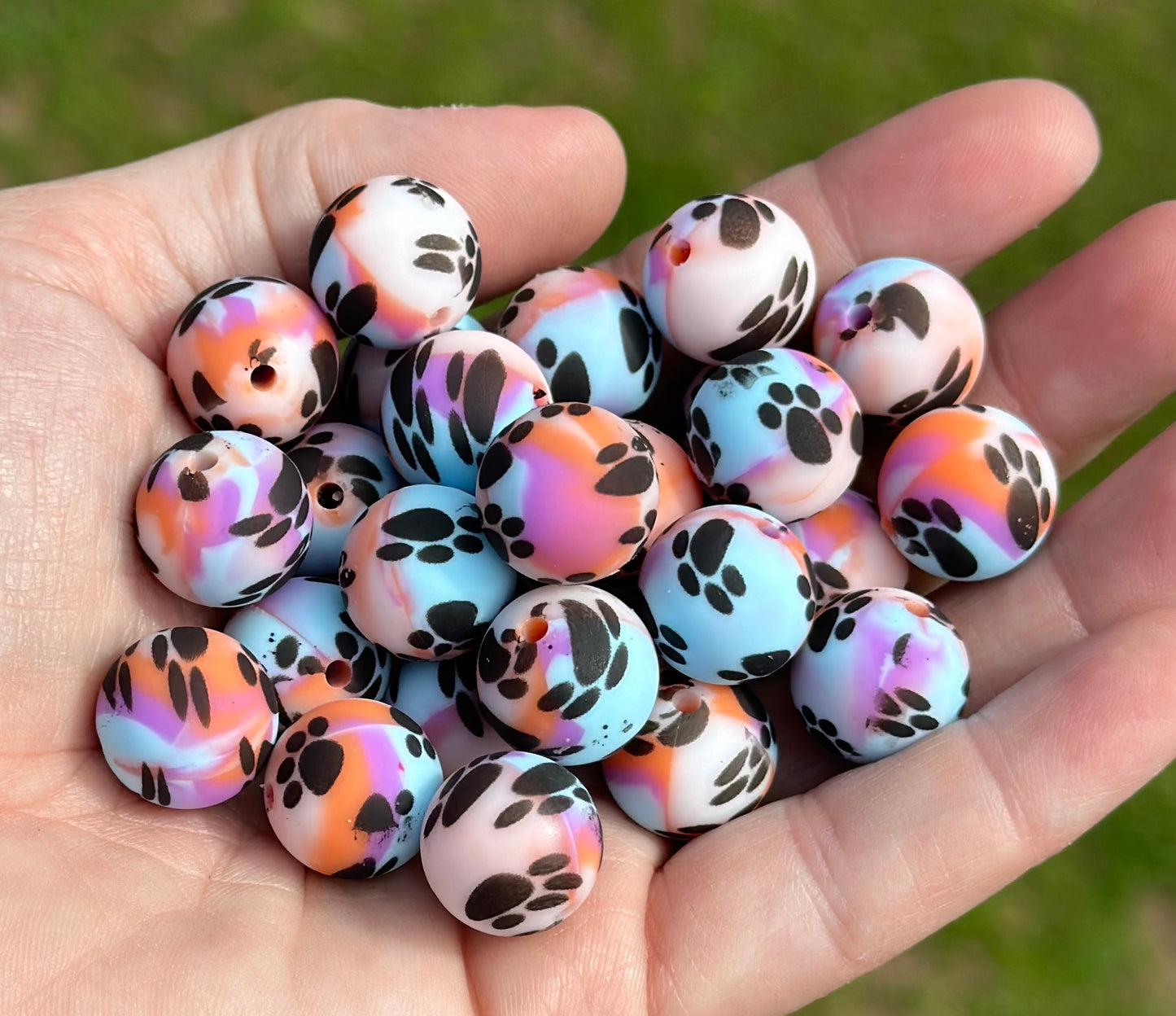 15mm Printed Silicone Beads