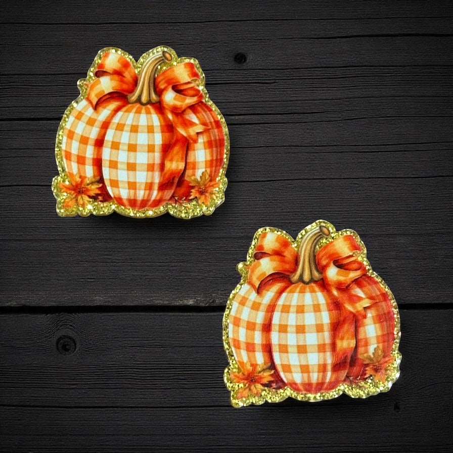 Pumpkin Fall Halloween Glitter Acrylic Flatback