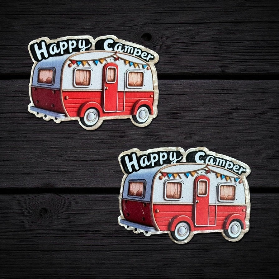Happy Camper Camping Outdoor Glitter Acrylic Flatback