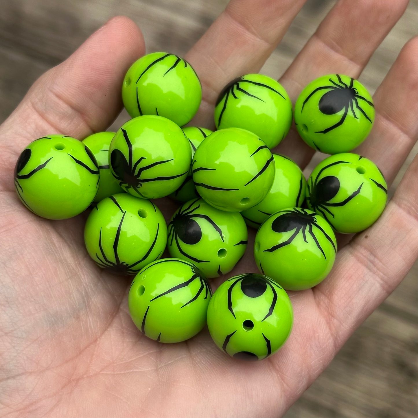 20mm Acrylic Bubblegum Halloween Spider Beads