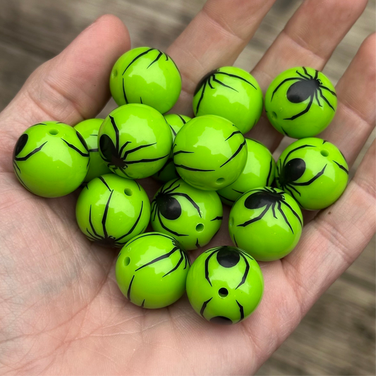 20mm Acrylic Bubblegum Halloween Spider Beads