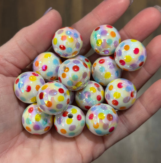 20mm Polka Dot Acrylic Beads with UV Coating